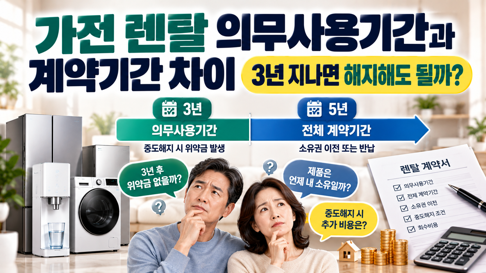 가전 렌탈 의무사용기간과 계약기간 차이｜3년 후 해지 조건
